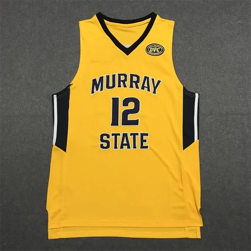 Maglia Da Basket Uomo Oversize 12 Ja Morant Murray State Ricamo Cucito Atletica Traspirante Sport Street Hip Hop Sportswear