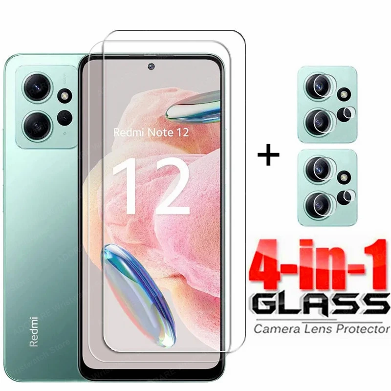 Vetro Temperato 4 In1 Per Redmi Note 12 4G Protezione Schermo Intero Per Redmi Note 12 Pro Plus Global Note 12 Turbo Vetro Protettivo