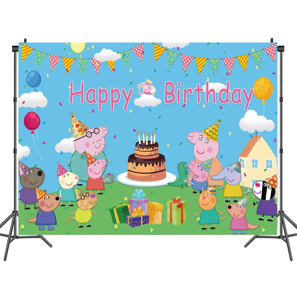Peppa Pig Kids Action Figure Toy Banner Bupedon Suzy Emily Danny Doll Cartoon Birthday Party Sfondo Decorazione Forniture Giocattoli