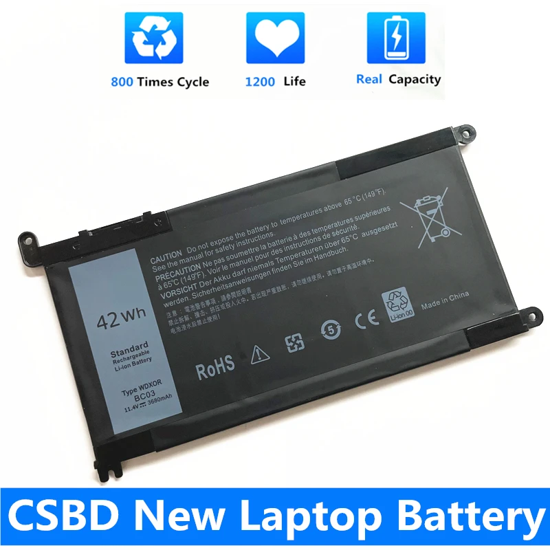 Csbd Wdx0R 3Crh3 Batteria Per Dell Inspiron 13 5000 5368 5378 7368 7378 14 7000 7560 7460 5468 15 7560 5538 5567 P61F T2Jx4 Wdxor
