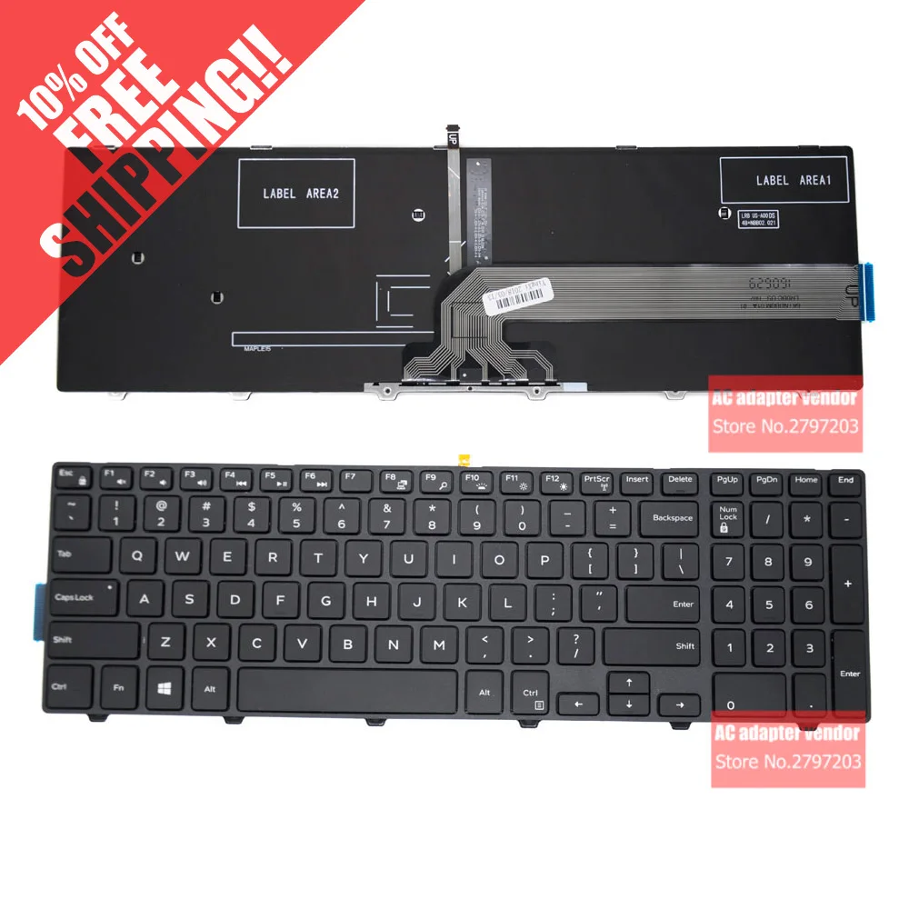 Nuova Sostituzione Per Dell Inspiron 15 3000 5000 3542 5547 5577 7559 Retroilluminazione Portatile Tastiera Integrata