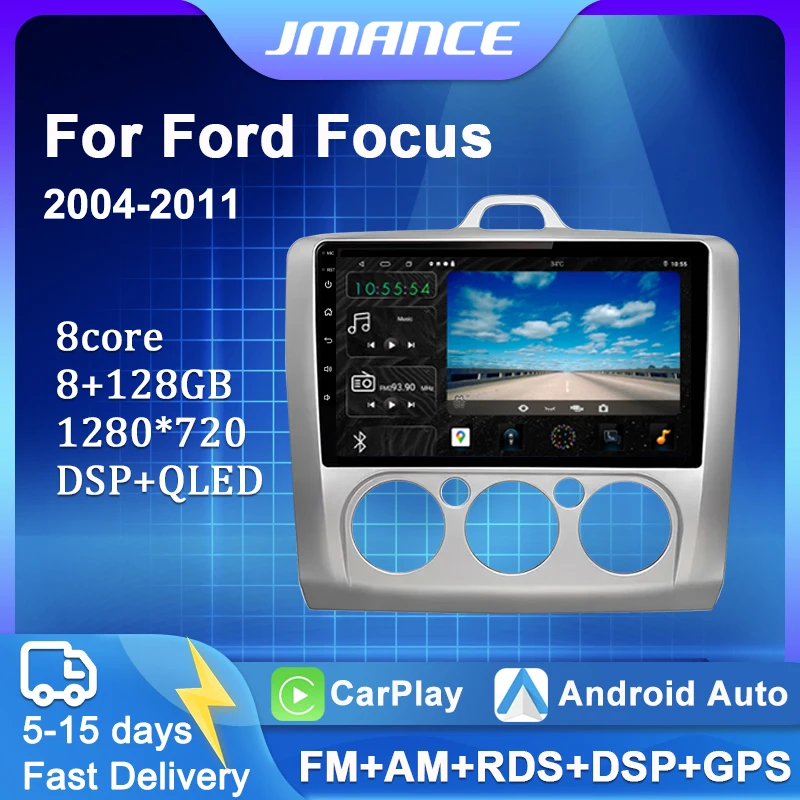 Jmance Per Ford Focus 2 Mk 2 2004 - 2011 Autoradio Ai Voice Multimedia Lettore Video Navigazione Gps Android No 2Din 2 Din Dvd