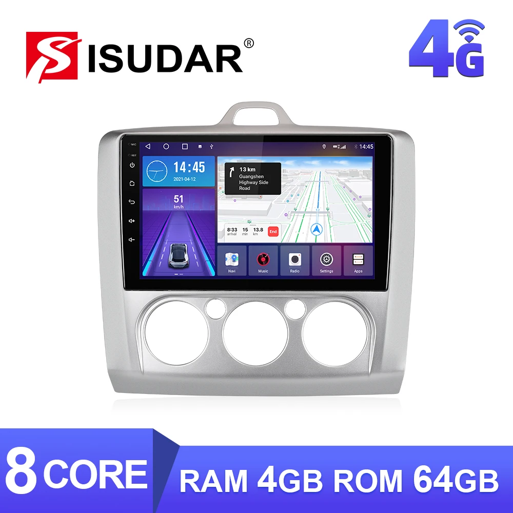 Isudar W68 Autoradio Per Ford/Focus 2 Mk 2 2004-2008 2009-2011 No 2 Din Android10 Autoradio Multimedia Gps Dvr Camera Carply 4G