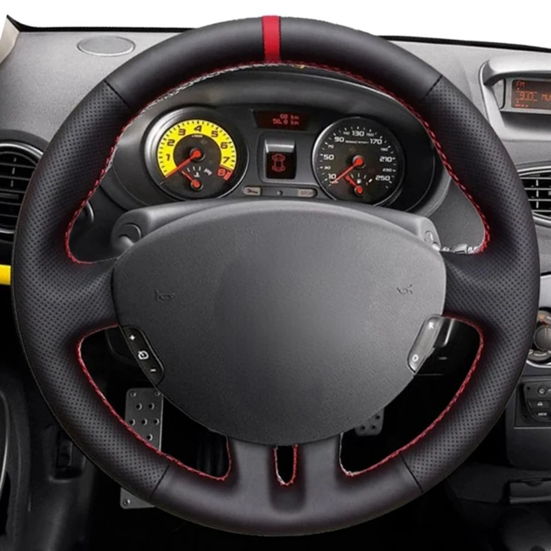 Coprivolante Per Auto In Treccia Di Pelle Artificiale Nera Cucita A Mano Per Renault Clio 3 2008 2009 Clio Dinamica 2008 Clio Mk 3