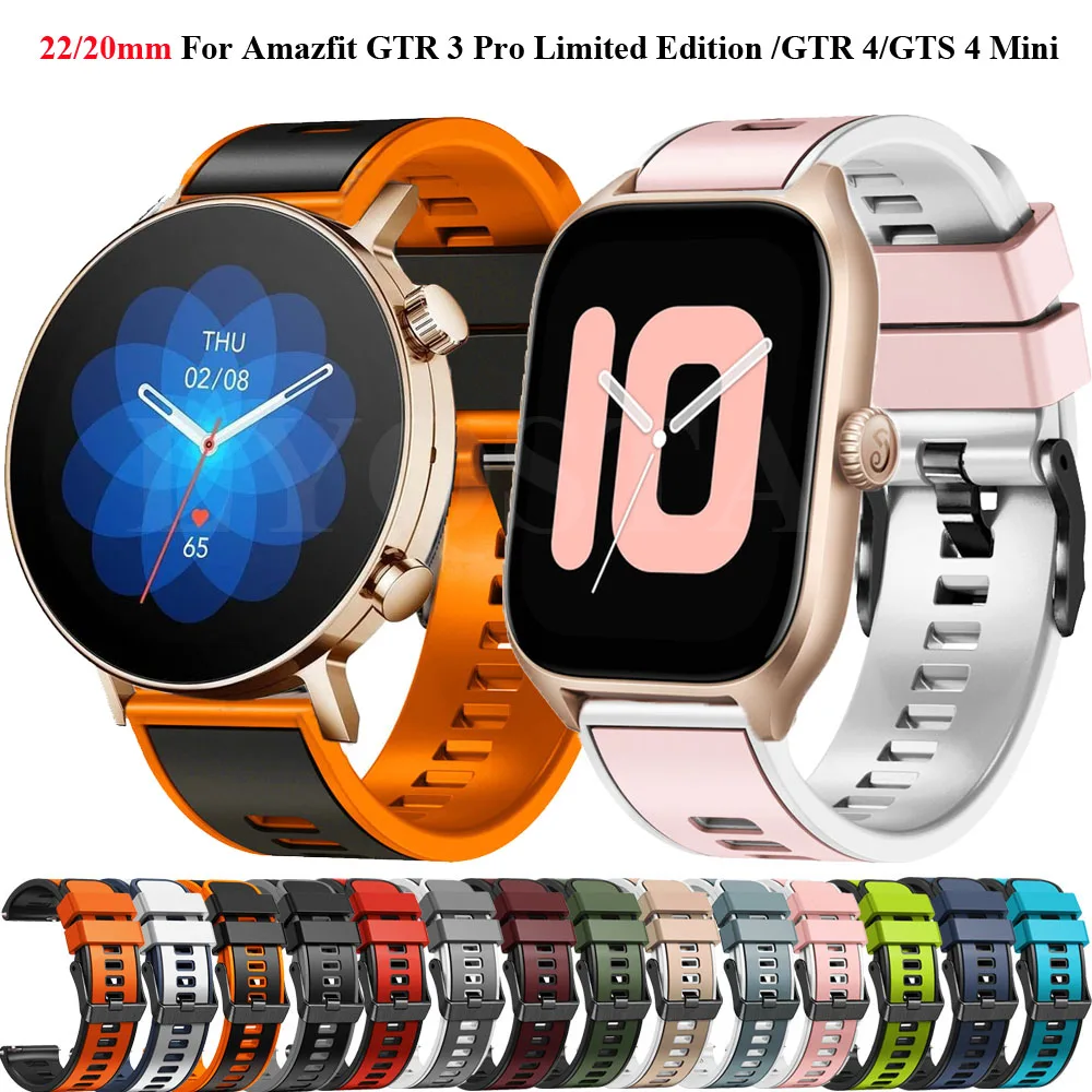 22 20Mm Smart Watch Strap Per Huami Amazfit Gtr 3 Pro Limited Edition/Gtr 4/Bip 3/U Pro Gts 4 Mini/3 Cinturino In Silicone