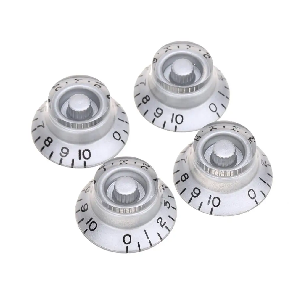 Musiclily Pro Metric Size 18 Spline Chitarra Campana Top Hat Manopole Per Epiphone Les Paul Sg Stile, Argento (Set Di 4)