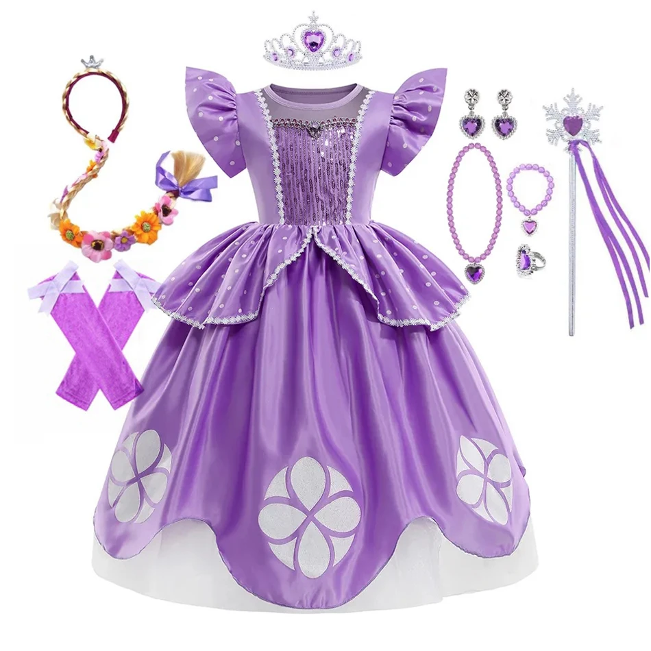 Ragazze Sofia Dress Bambini Halloween Birthday Party Princess Costumes Summer Sophia Puff Sleeve Fluffy Ball Gown