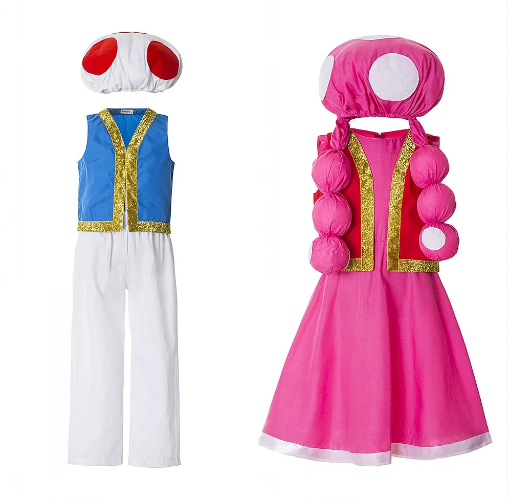 Toad Mushroom Dress + Hat Cosplay, Mushroom,Super Mushroom, Mushroom 1-Up Yoshi E Costume Da Rospo, Personaggio