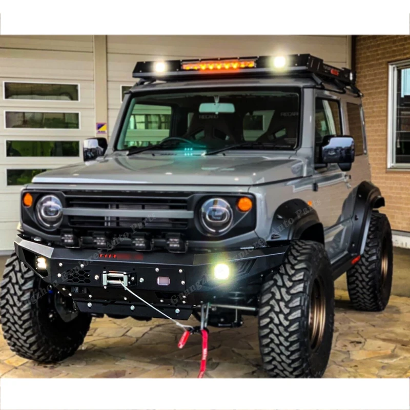 Paraurti Anteriore In Acciaio Hm Per Suzuki Jimny Jb74 Jb64 Jb74W Jb64W Con Led Con Supporto Per Verricello Bull Bar Per Kit Carrozzeria Suzuki Jimny