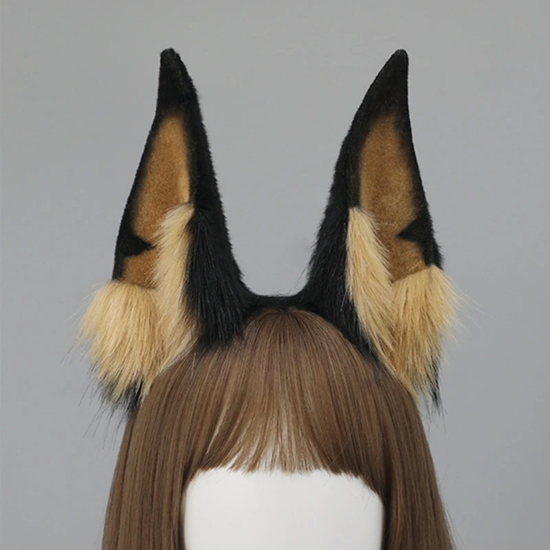 Cosplay Dobermann Ears Animal Ear Headband Furry Carnivals Party Handmade Furry Party Costume Devil