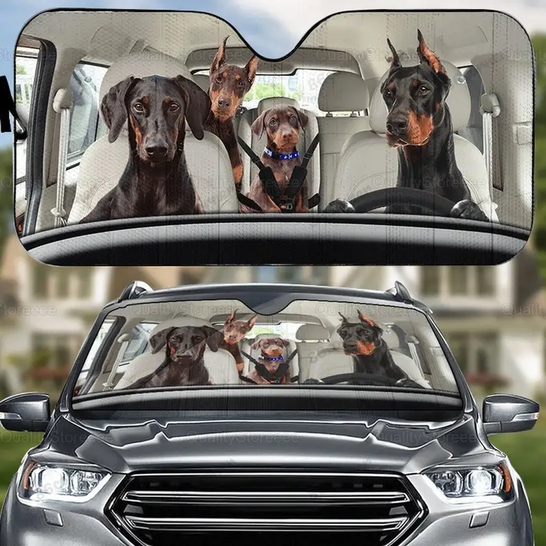 Parasole Per Auto Per Famiglie Di Cani Dobermann, Parasole Per Auto Per Cani, Decorazione Per Auto Dobermann, Regali Per Gli Amanti Dei Cani