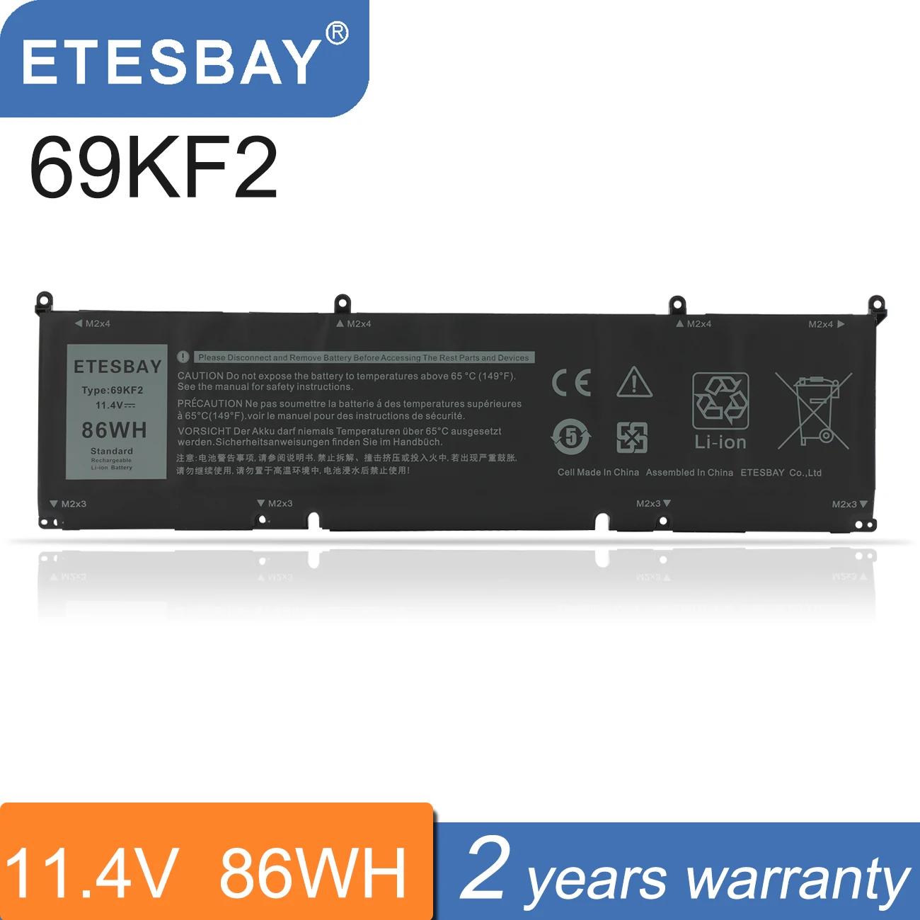 Batteria Per Laptop Etesbay 69 Kf2 Per Dell Xps 15 9500 P91F P91F001 M15 R3 R4 P87F P87F002 P87F003 M17 R3 R4 P45E P45E001 P45E002