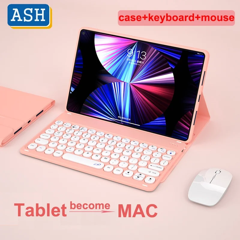 Custodia Per Mouse Con Tastiera Bluetooth Wireless Ash Per Samsung Galaxy Tab A7 Lite 8.7 2021 T220 T225 Cover Sottile In Pelle Pu