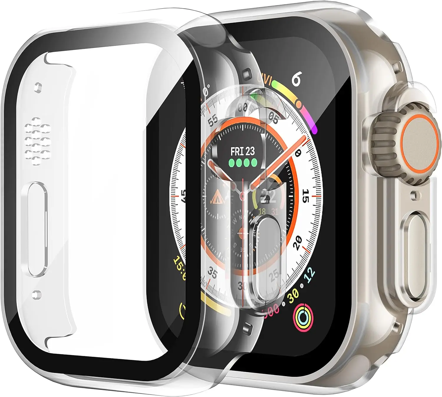 Custodia Rigida Per Pc Proteggi Schermo In Vetro Temperato Per Apple Watch Series 9 (2023) Series 8 Series 7 Iwatch Se Ultra 2 40 41 44 45Mm