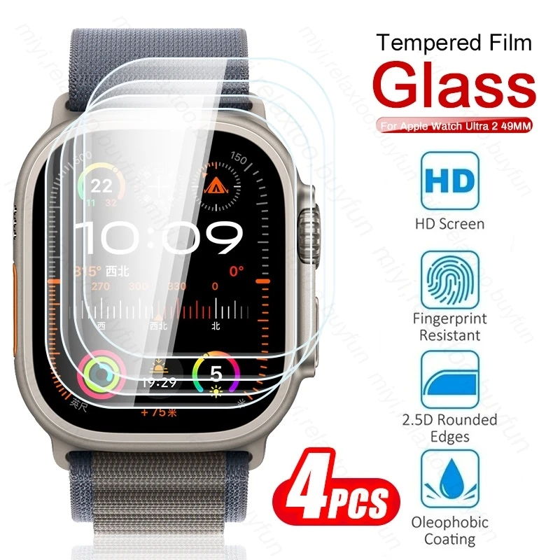 4 Pezzi Di Vetro Temperato A Copertura Totale Per Apple Watch Ultra Ultra2 2022 2023 Pellicola Proteggi Schermo Hd Antideflagrante Su Iwatch Ultra 2