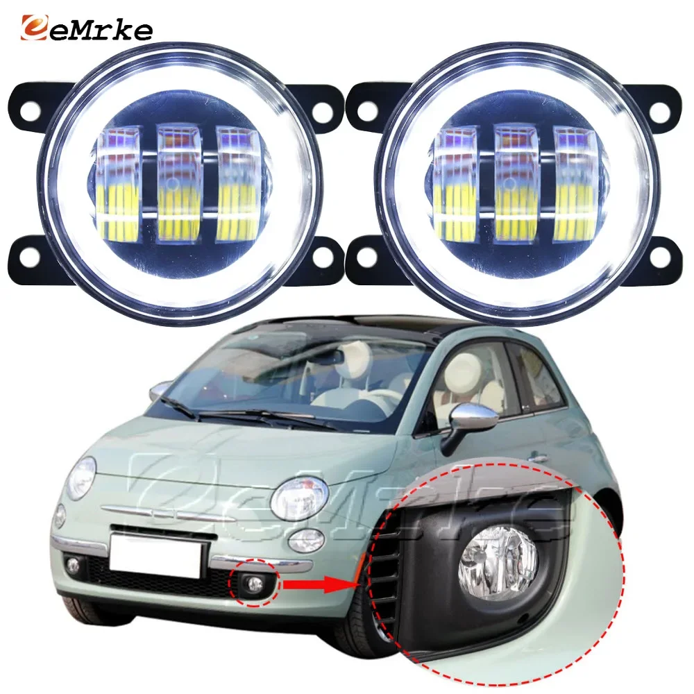 Car Led Angel Eyes Drl + Indicatori Di Direzione Fendinebbia Per Fiat 500 312 Sport 500L 330 Panda Punto Sedici Fullback 500X