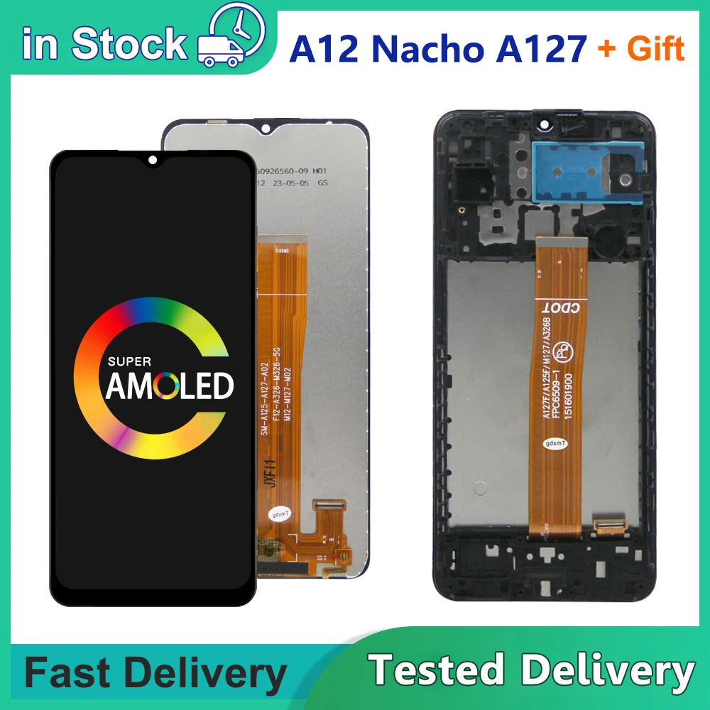 6.5 ''Per Samsung A12 Nacho Sm-A127F A127 Lcd Con Display A Cornice Touch Screen Digitizer Assembly Per Samsung A127
