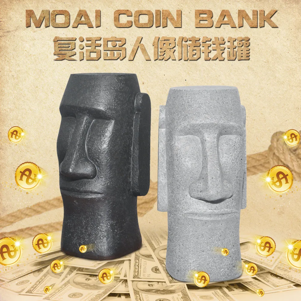 Moai Coin Bank Isola Di Pasqua Statua In Pietra Salvadanaio Personalità Whimsy Ripristino