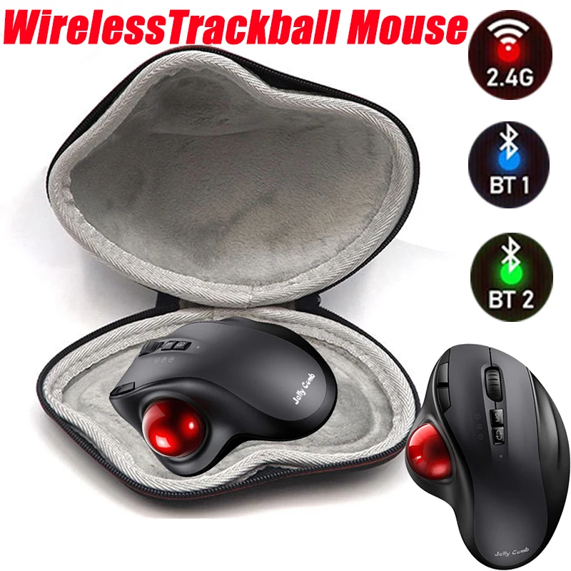 Missgoal Mouse Wireless Trackball 2.4G Mouse Laser Verticale Con Custodia Protettiva Rigida Per Laptop Mouse Ergonomico 1600Dpi
