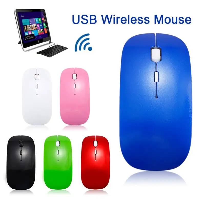 Mouse Sottile 1600 Dpi Ricevitore Usb Mouse Wireless Mouse Ricevitore 2.4G Gamer Universale Cordless 3D Usb Wireless Ottico Ultra Sottile