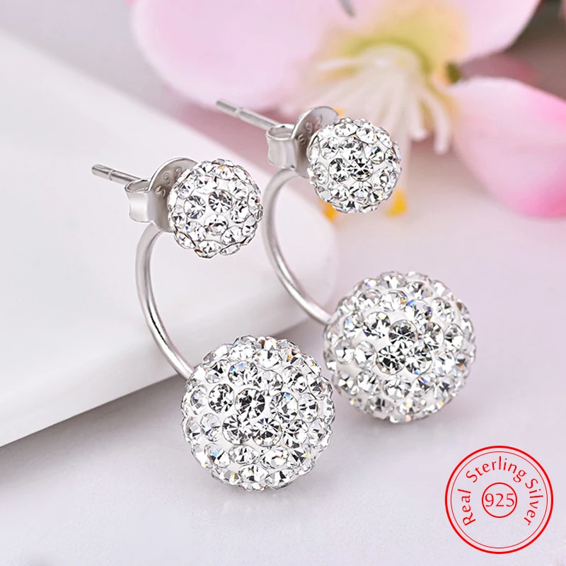 925 Sterling Silver New Shambhala Jewelry Crsytal Ball U Orecchini A Bottone Per Le Donne Fashion Xy0235