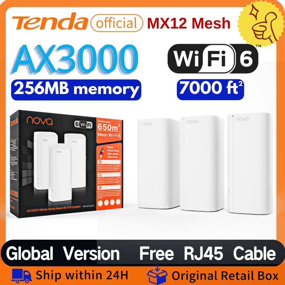 Wifi6 Ax3000 Mesh Wifi Router Tenda Mx12 2.4Ghz 5Ghz Full Gigabit Ripetitore Wireless Ax3000 Network Extender Tenda Mesh Router