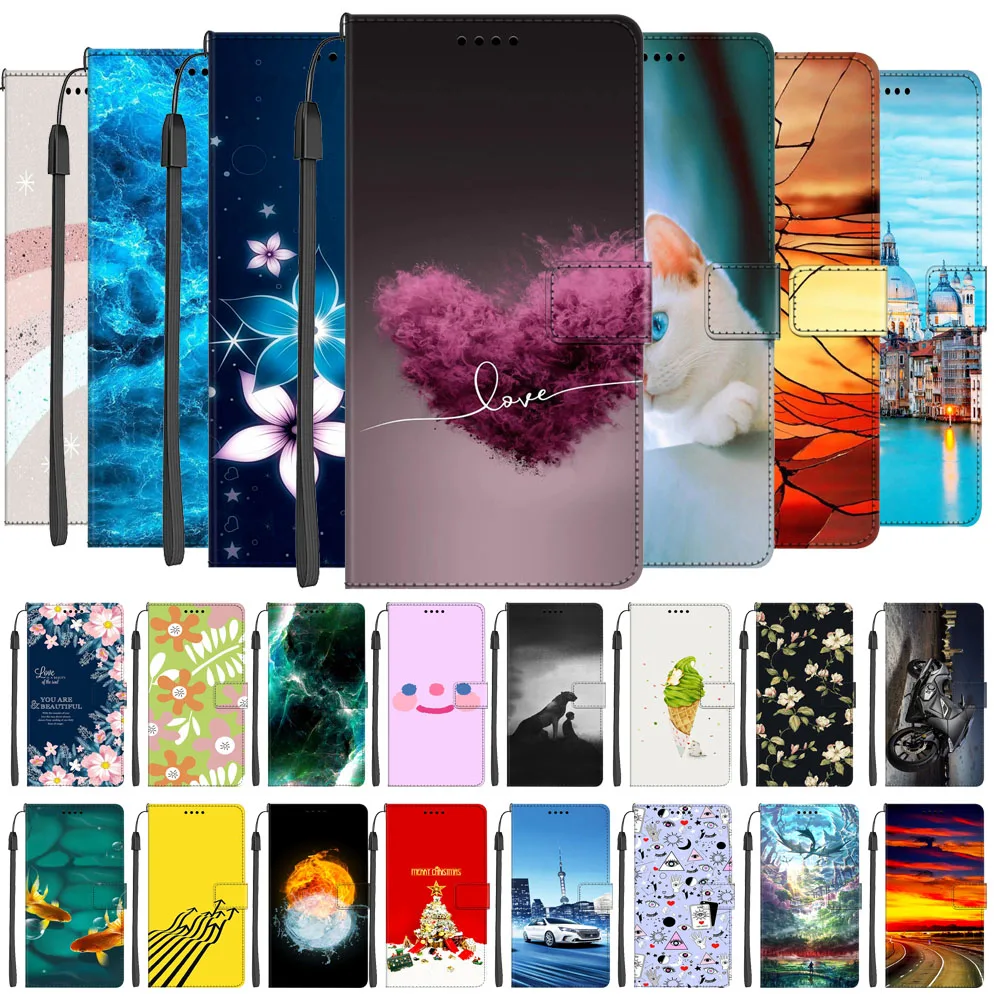 Custodie A Portafoglio Per Zte Blade A72 5G A52 Borse Dipinte Personalizzate Di Moda Per Zte Blade V30 V40 Vita Libero Ii Flip Leather Cover