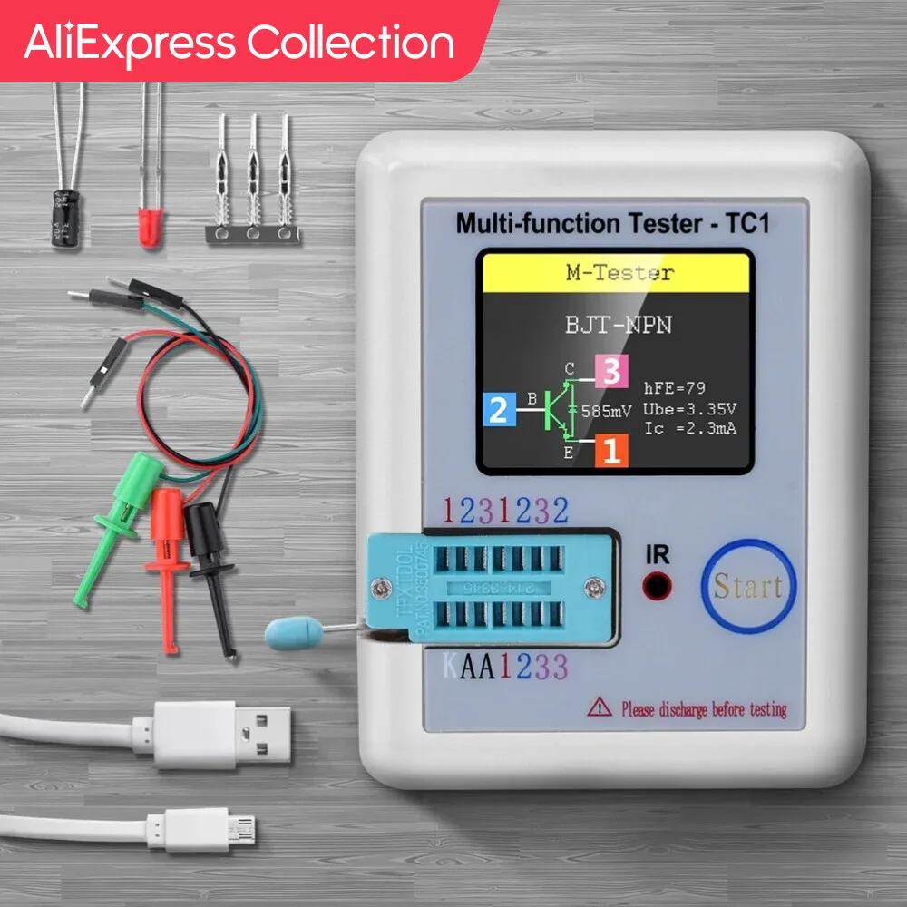 Lcr Tc1 1.8 Pollici Tft Lcd Display Multimetro Transistor Tester Diodo Triodo Condensatore Resistore Test Meter