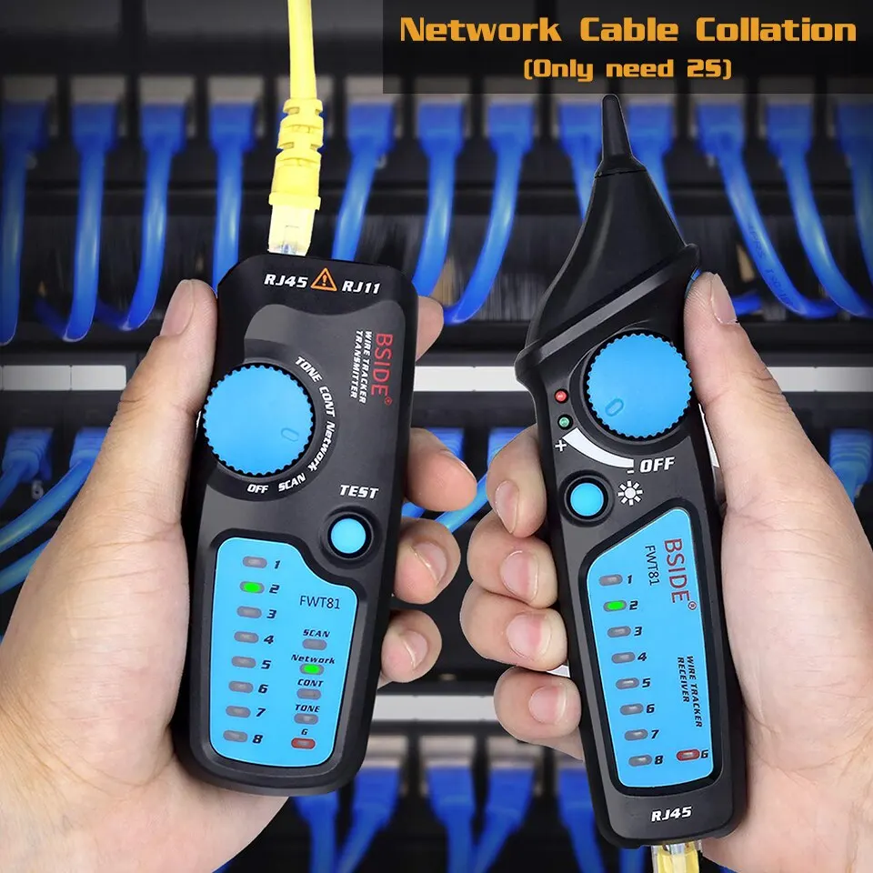 Bside Network Cable Tracker Detecteur Fwt81 Rj11/45 Lan Ethernet Phone Wire Tester Finder Strumento Per Telecomunicazioni Lavoro Elettrificato 48V
