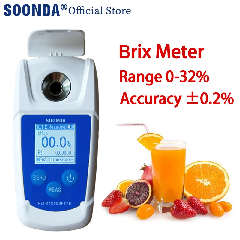 0-93% Digital Brix Rifrattometro Brix Tester Meter Succo Di Frutta Bevande Bevande Contenuto Di Zucchero Strumento Di Misurazione Suger Meter