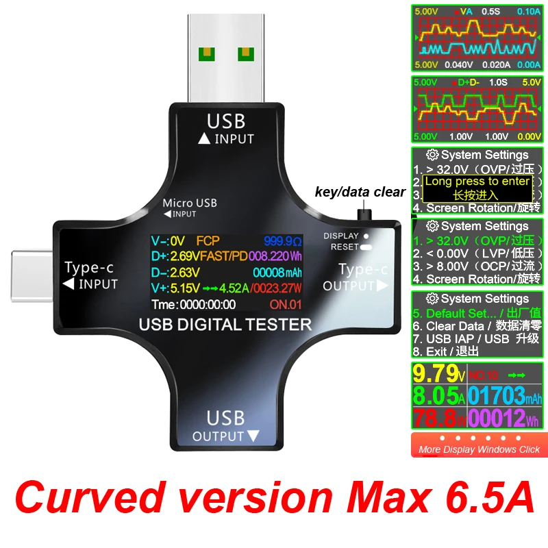 Tester Usb Tft Colore Bluetooth Tipo-C Pd Voltmetro Digitale Vurlarga Meter Amperometro Tensione Usb Misuratore Di Corrente