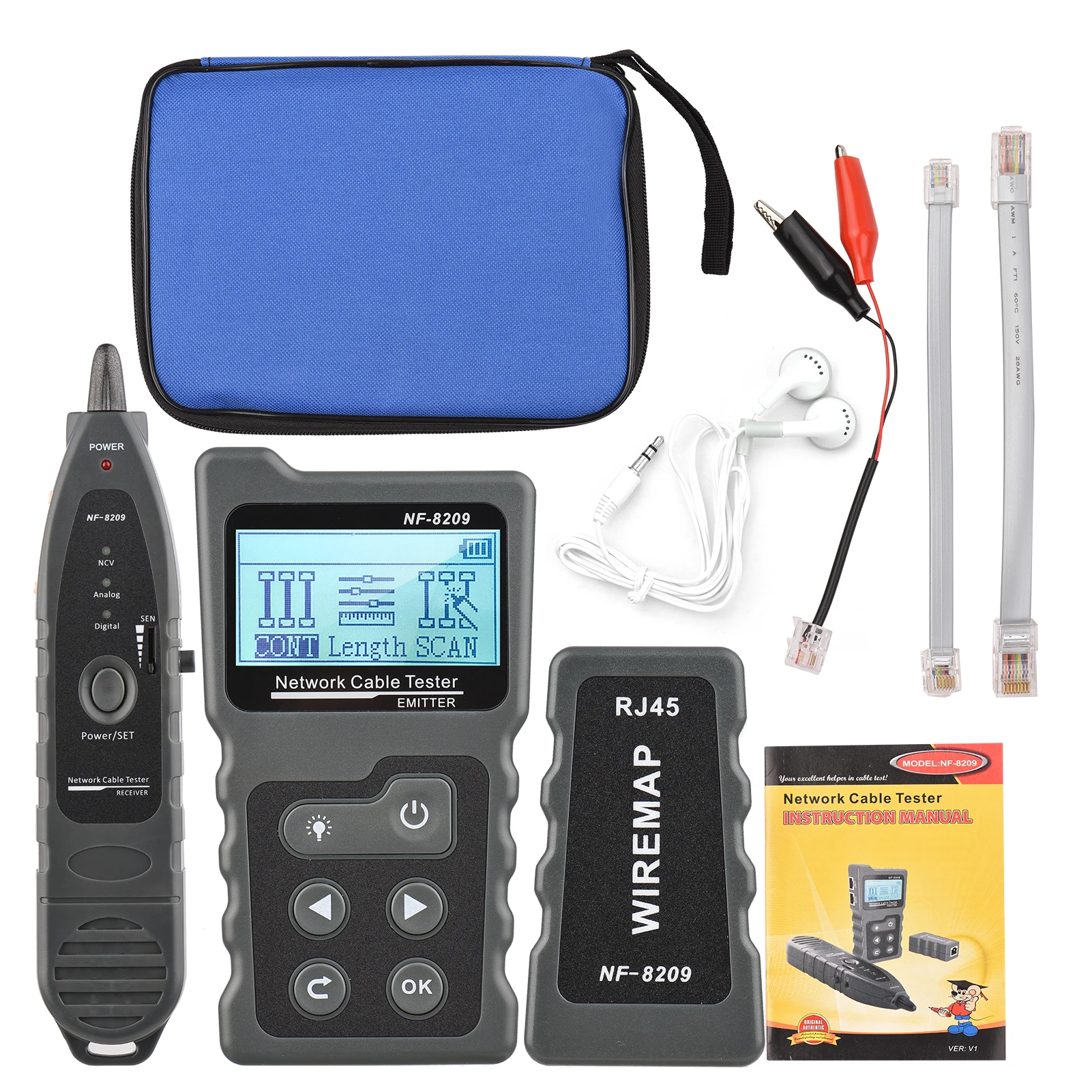 Noyafa Nf-8209 Rj45 Cable Tracker Poe Network Wire Checker Cable Tester Test Strumento Di Rete Scan Cable Wiremap Utp Tester