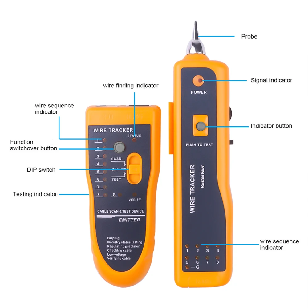 Tester Per Cavi Di Rete Lan Phone Wire Tracker Diagnostic Tone Tracer Per Stp Utp Cat5 Cat6 Rj45 Rj11 Detector Line Finder