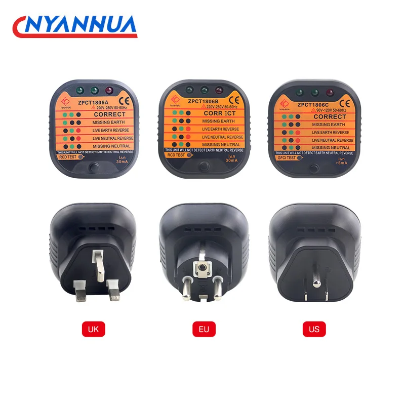 1 Pc Eu Uk Us Presa Tester Tester Circuito Polarità Tensione Spina Interruttore A Terra Zero Line Switch