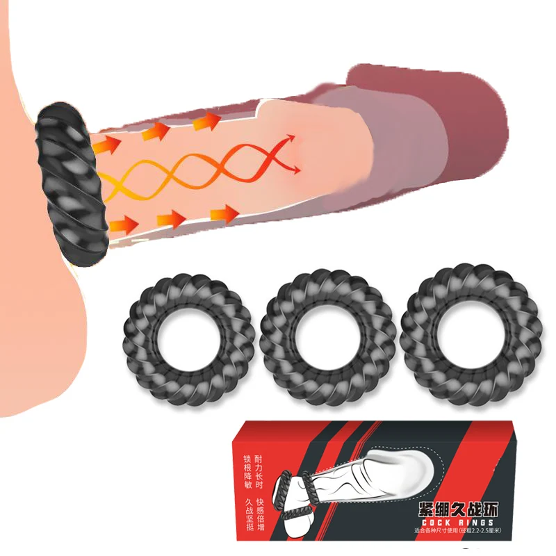3Pcs Anello Del Pene Cockring Giocattolo Del Sesso Maschile Anello Del Cazzo Per Gli Uomini Ritardo Anelli Di Eiaculazione Estensore Del Pene Tempo De