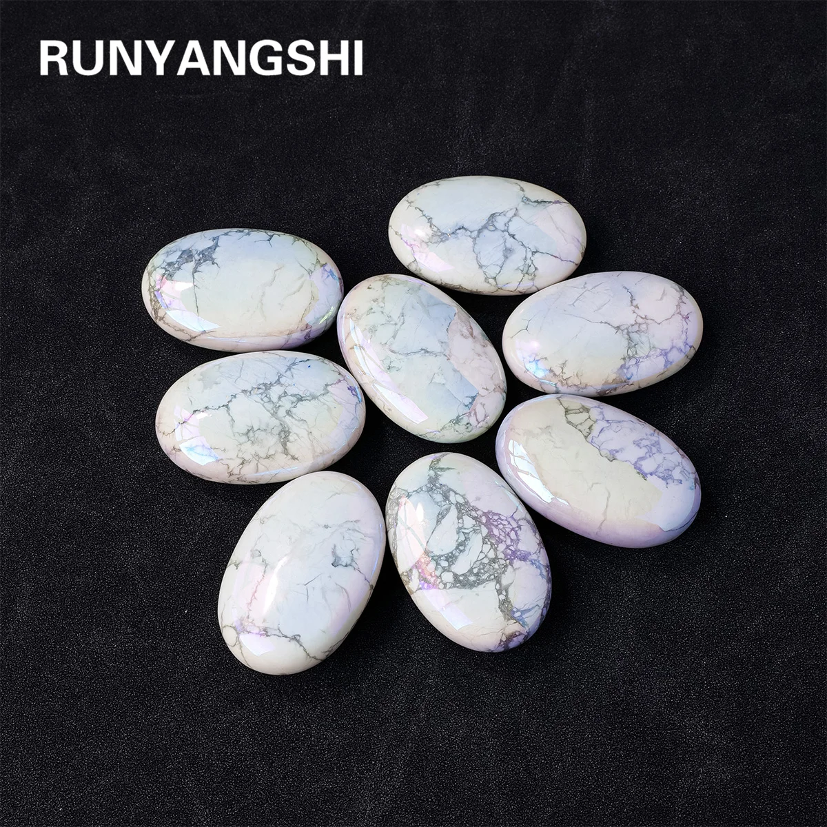 1 Pz Natural Angel Color Aura Rainbow Reiki Healing Oval Pocket Palm Worry Stone Pietra Bianca Lucidata Howlite Turchese Massage Stone