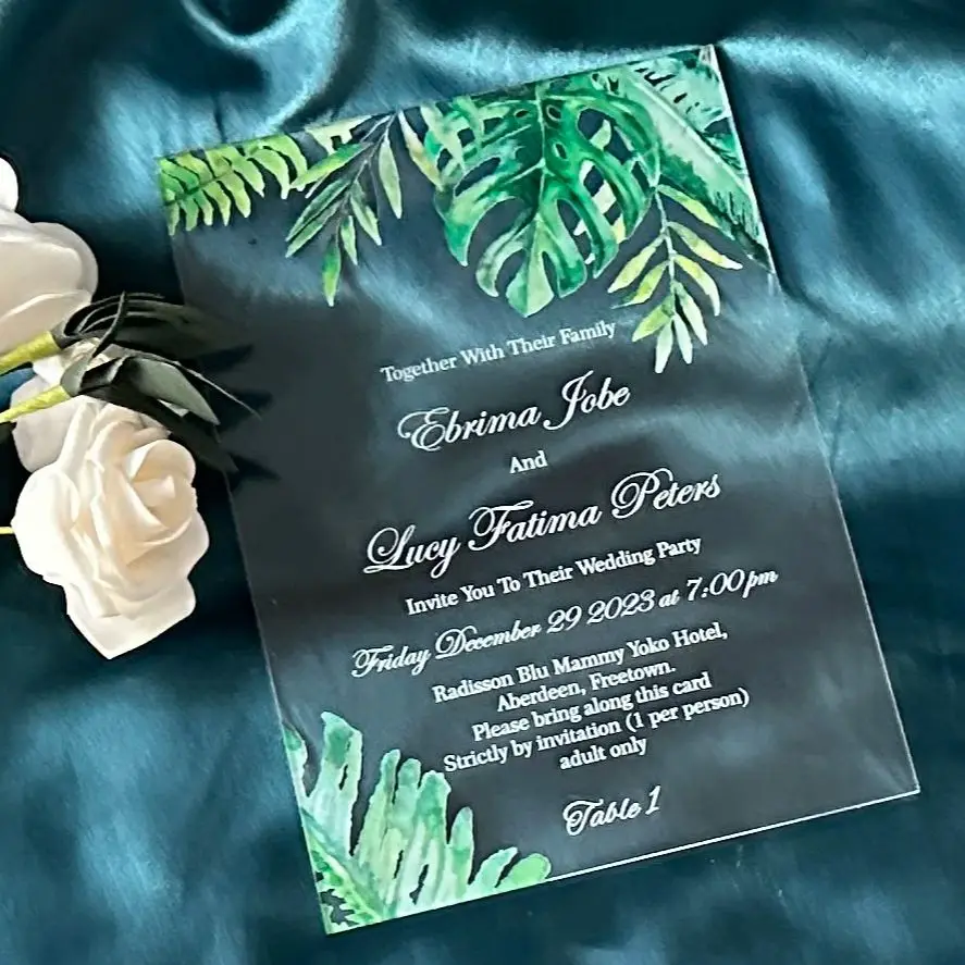 Invito A Nozze In Acrilico Personalizzato, Invito A Compleanno Trasparente, Menu A Forma Di Palma, Invito A Laurea, Decorazione, 10 Pezzi
