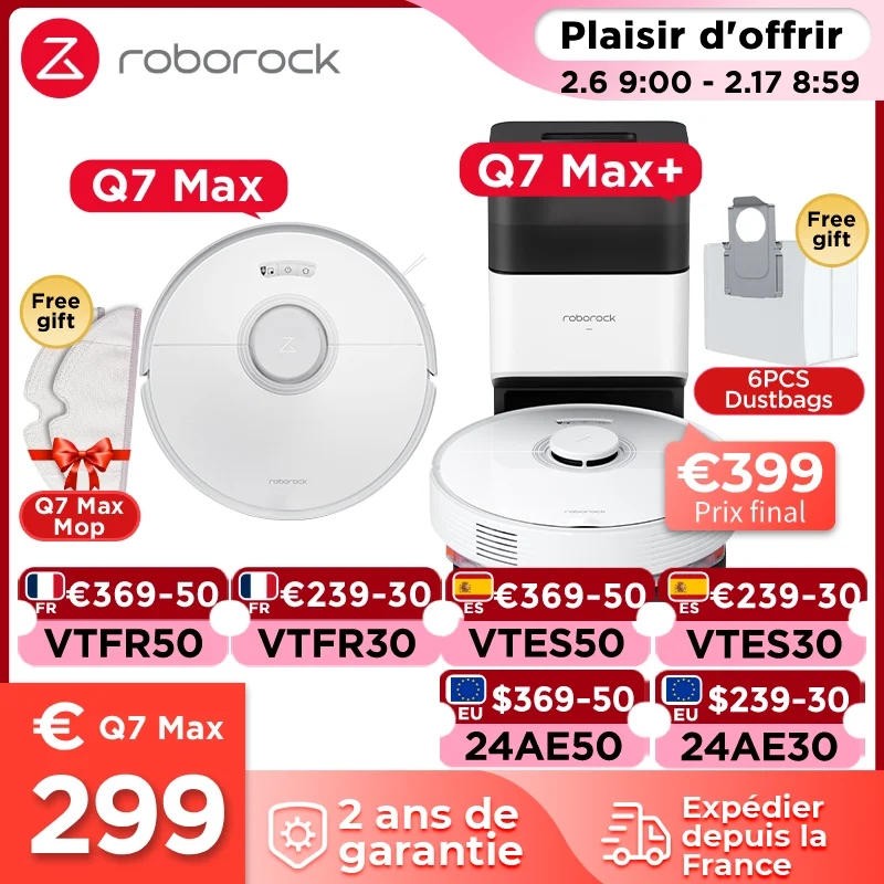 [-$30: Lds30] Roborock Q7 Max Plus Robot Aspirapolvere Con Dock Auto-Vuoto, Aspirazione 4200 Pa, Mappatura 3D, Aggiornamento Da Roborock S5 Max
