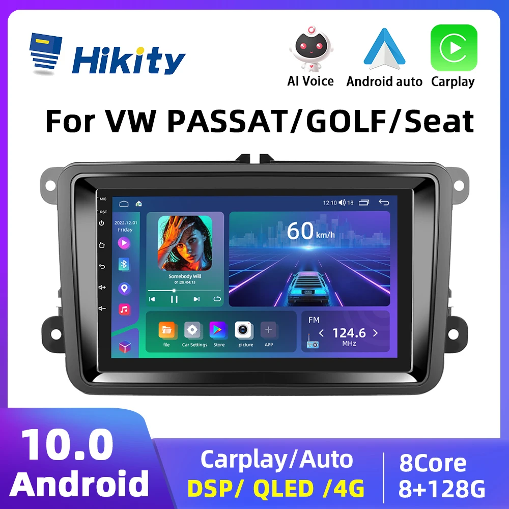 Hikity Android10 Autoradio Per Volkswagen Passat Golf Seat 7 Pollici 2Din Multimedia Player Carplay Autoradio Navigazione Gps Qled Bt