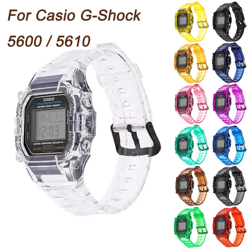 Cinturino + Custodia Per Casio G-Shock Dw-5600 Gw-B5600 G-5600E G-5000 Tpu Cinturino Di Ricambio Trasparente Cinturino Accessori