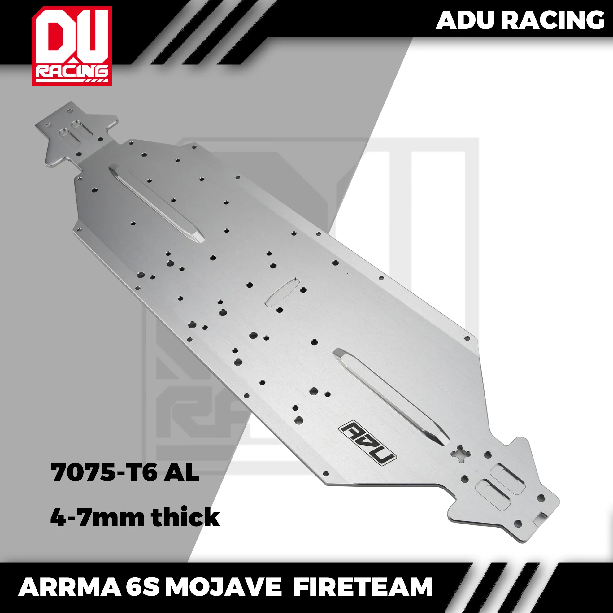 Adu Racing 7075-T6 Al Chassis Con Fascia Rinforzata Da 3Mm Per Arrma 6S Mojave Big Rock Fireteam Exb Rtr