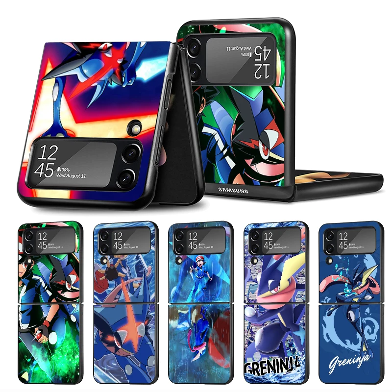 Custodia Per Telefono Pokemon Ninja Greninja Per Samsung Galaxy Zflip 4 Zflip Zflip3 Zflip 3 5G Zflip4 Flip4 Flip Black Cover Fundas
