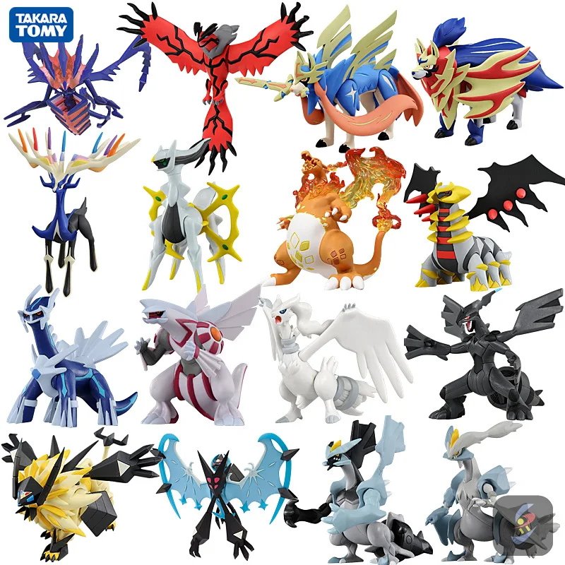 Original Tomy Pokemon Figure Zacian Zamazenta Ho-Oh Black Kyurem Dusk Mane Necrozma Solgaleo Rayquaza Action Pvc Toys Figures