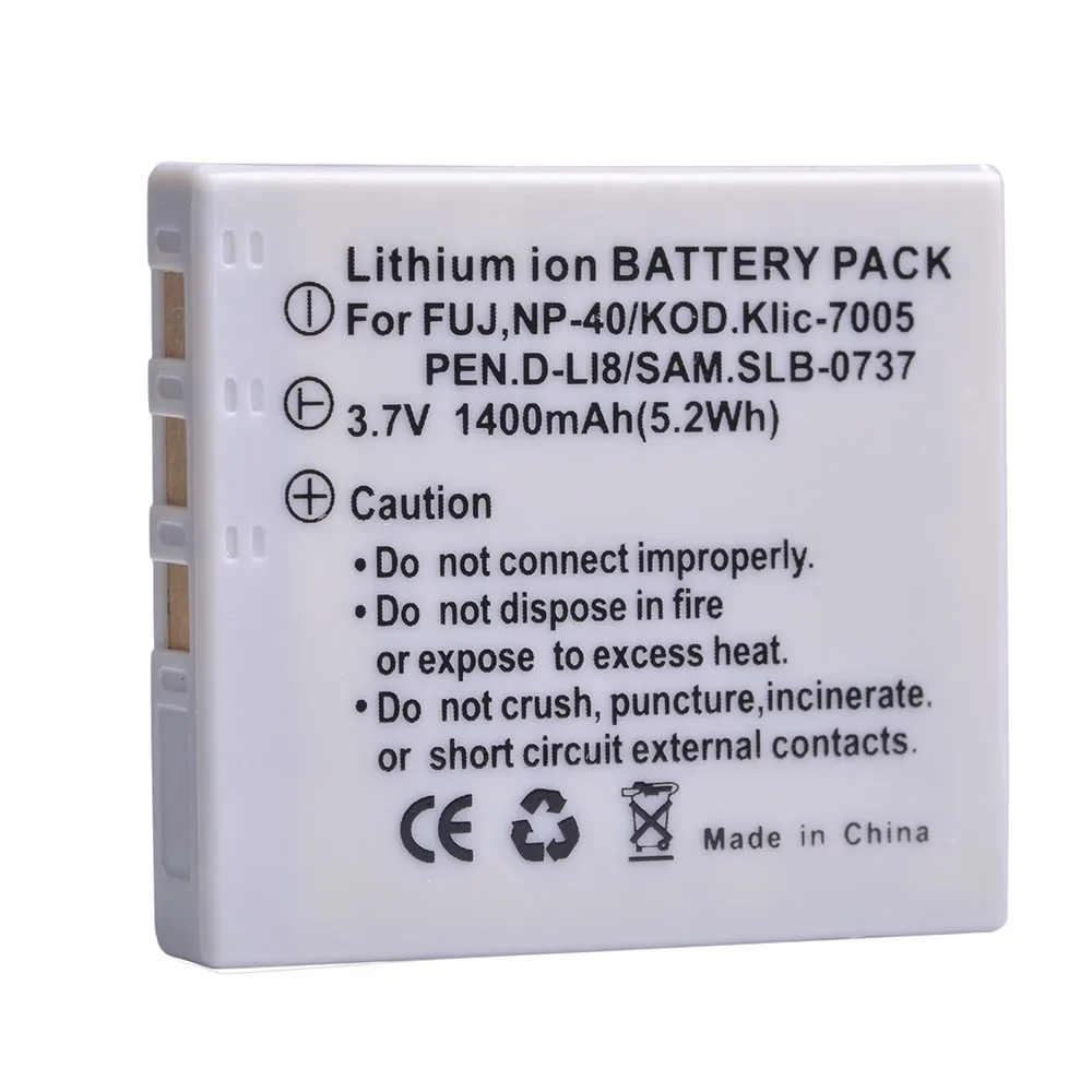 1400Mah Np 40 Np40 Np-40 Batteria Della Fotocamera Per Fujifilm Dli-102 Pentax D-Li8 Finepix F480 Finepix F811 Finepix Z1 Zoom Benq