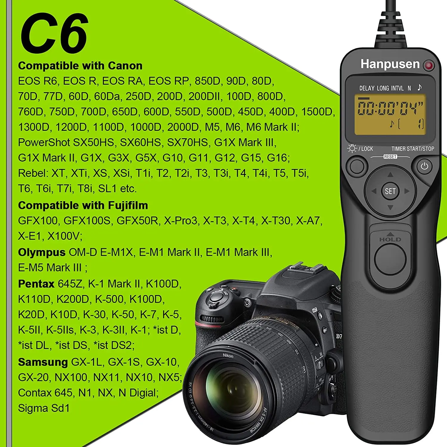 Intervalometer Digital Camera Remote Shutter Release Controller Lcd Timer Control Con Cavo Per Canon Fujifilm Olympus Pentax