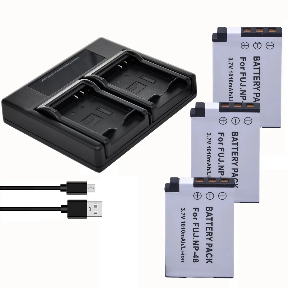 Batteria Sostitutiva Agli Ioni Di Litio/Caricabatterie Intelligente Per Fotocamera Fujifilm Np-48 E Fuji Xq1 Xq2