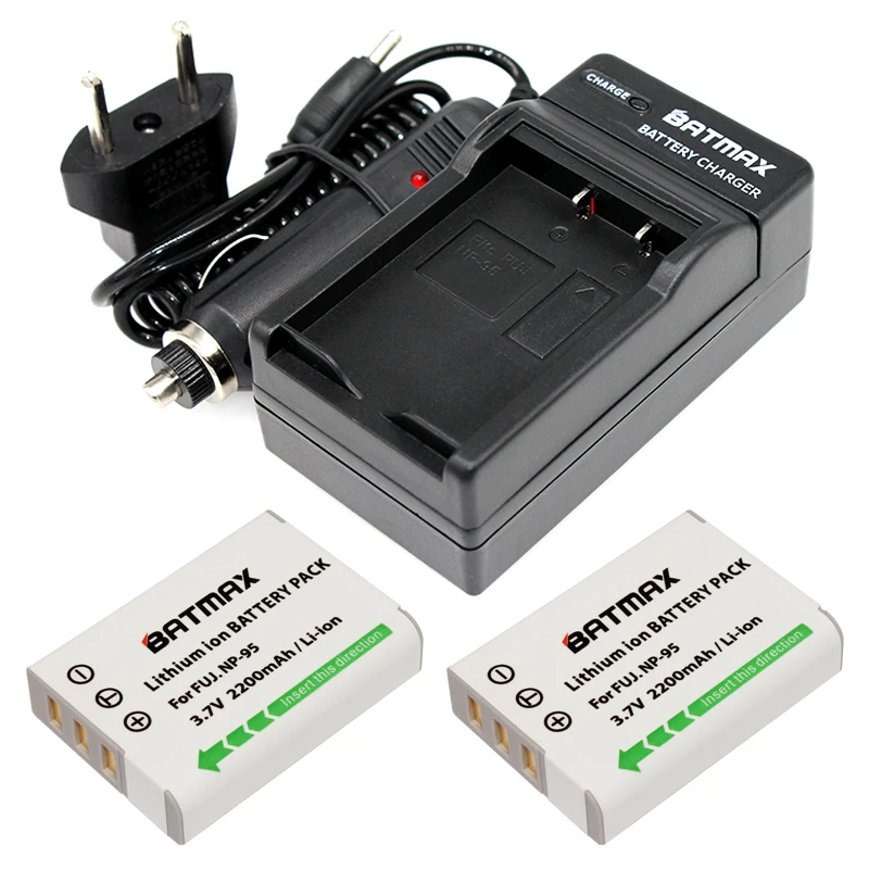 2 Pz Np-, Np95 Db-90 Db90 Battery + Charger Kit Per Fujifilm X30, X100, X100S, X100T, X-S1, F30, F31 Fd, F31Fd, Finepix Real 3