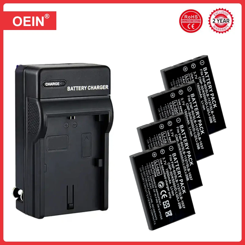 4 Pz 1500Mah Fnp-60 Fnp60 Batteria E Caricabatterie Per Fujifilm Fnp-60 Kodak Klic-5000 Samsung Slb-1137 Olympus Li-20B Finepix 50I