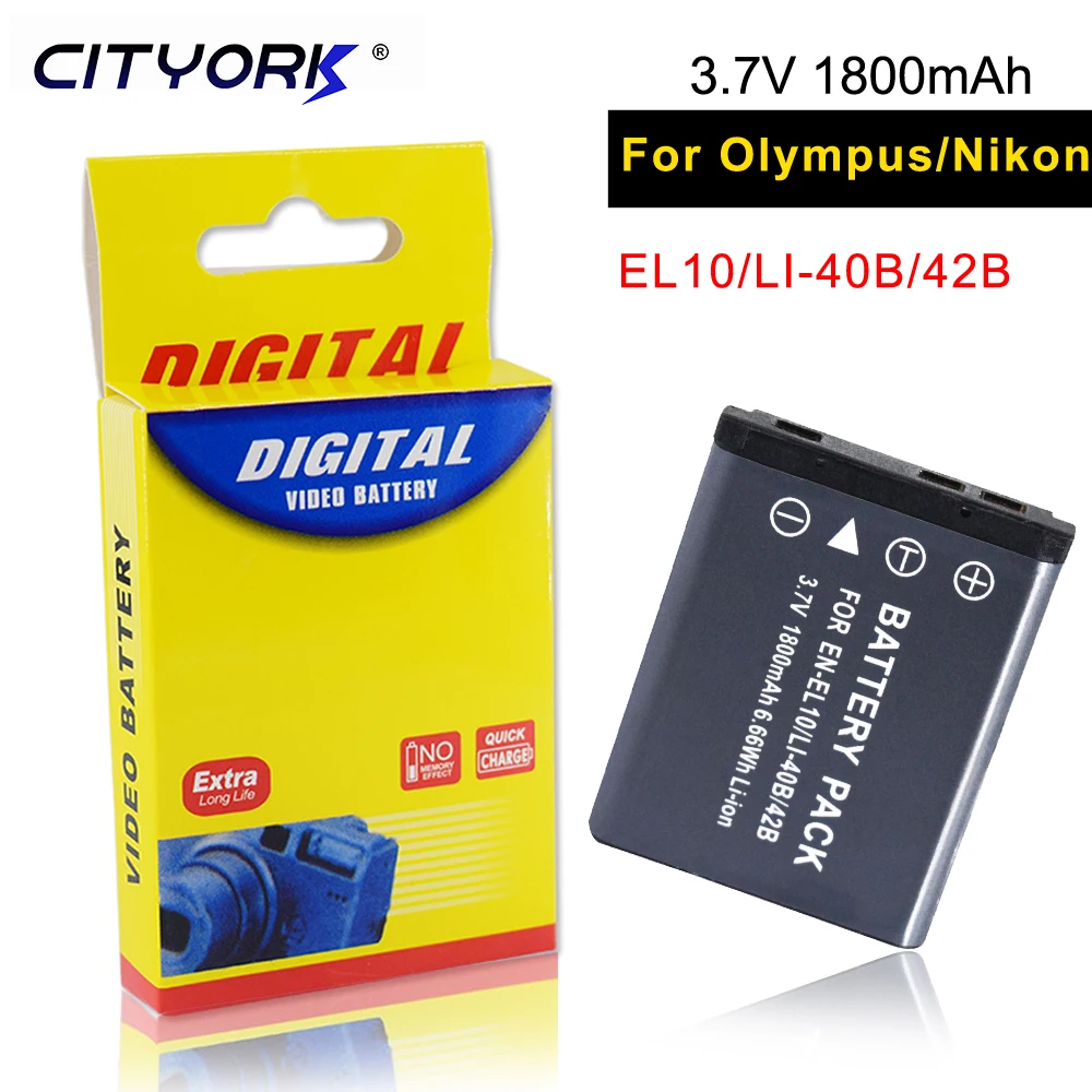 Cityork 1800Mah Li-40B Li 40B Li-42B En-El10 En El10 Enel10 Batteria Per Fotocamera Per Olympus Nikon Fujifilm Kodak