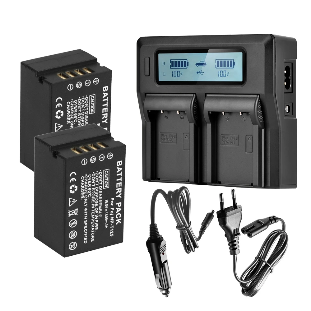 Batteria 1500Mah Np-T125 Np T125 + Caricatore Rapido Doppio Lcd Per Fotocamera Fujifilm Gfx100 Gfx50S Gfx50R Gfx100